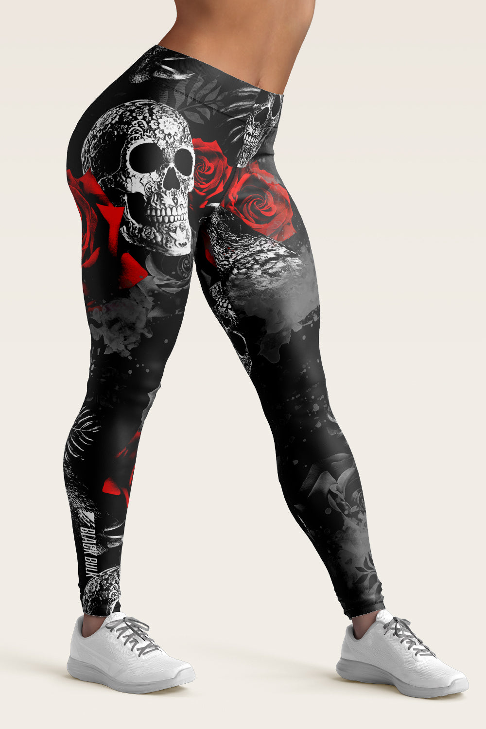 Skull And Beauty Red Rose Hollow Tank Top And Legging 3D Art
